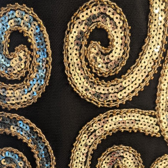 VIJIV 1920s Vintage Inspired Sequin Embellished Fringe Long Gatsby Flapper Dress - Picture 7 of 13